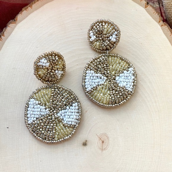 NEW Anthropologie Beaded Circle Drop Earrings